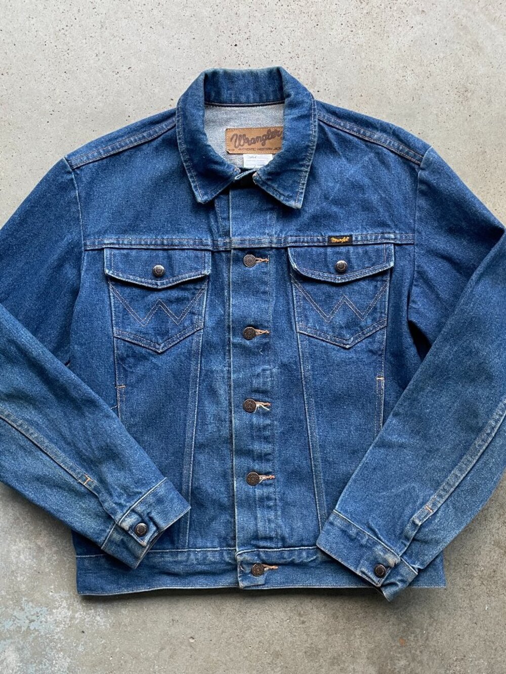 Vintage Wrangler Denim Jacket Dark Blue Wash Men's Size Small